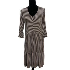 Matilda Jane S Dress Dream Chaser Midi Chevron Stripe Heather Brown Gray Stripes